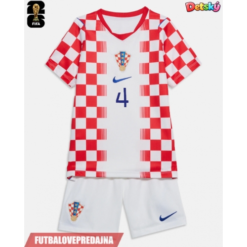 Lacne Dětský Futbalové dres Chorvátsko Josko Gvardiol #4 MS 2026 Krátky Rukáv - Domáci (+ trenírky)
